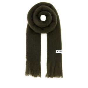 Jil Sander Men Olive Green Mohair Blend Scarf